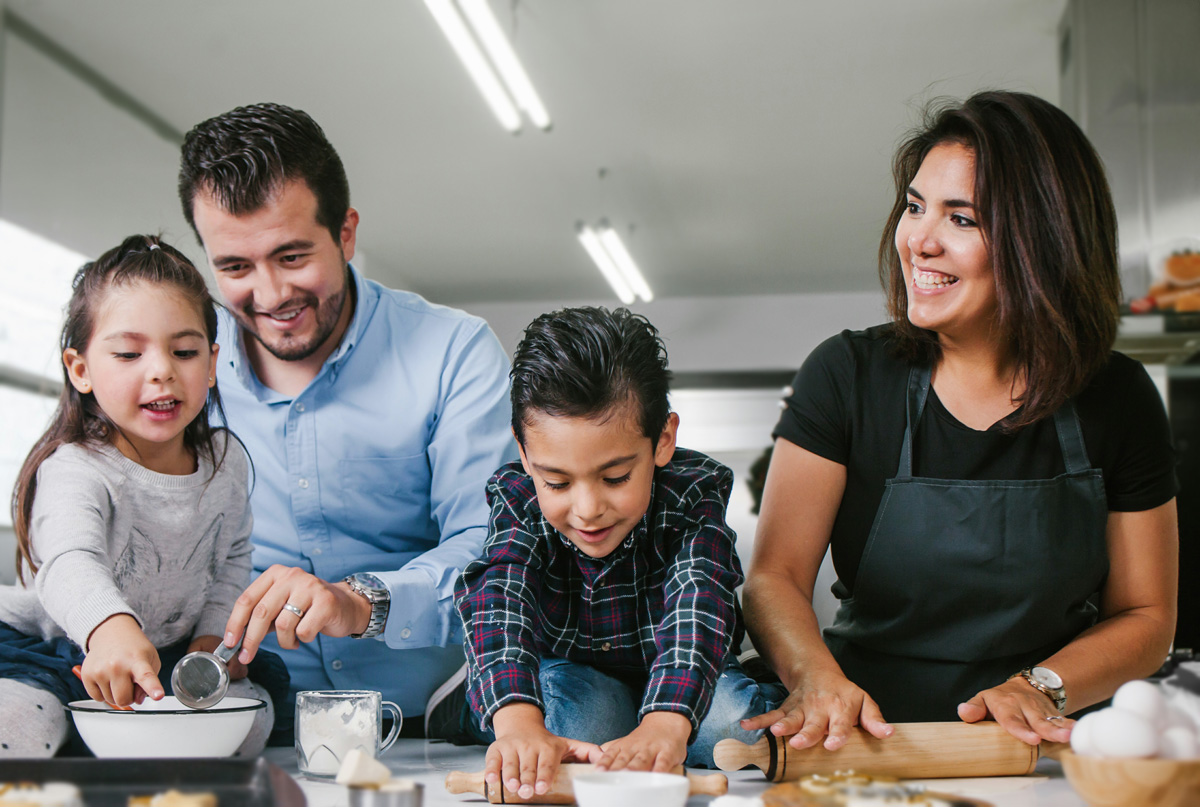 Family baking together